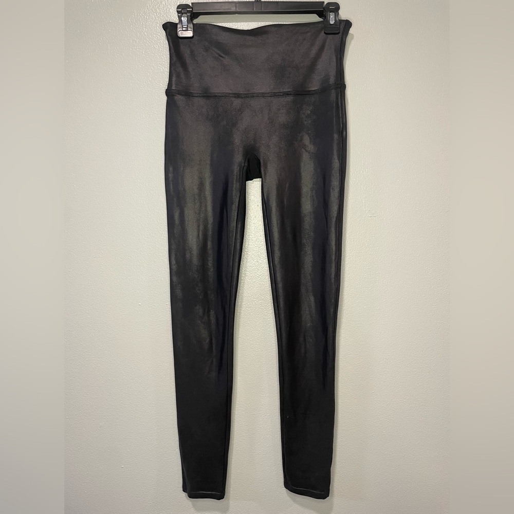 SPANX Faux Leather Leggings, Black, Small, Compression Slimming - Picture 4 of 9